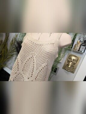 Lauren Conrad Ivory Mesh Knit Tank Top SM